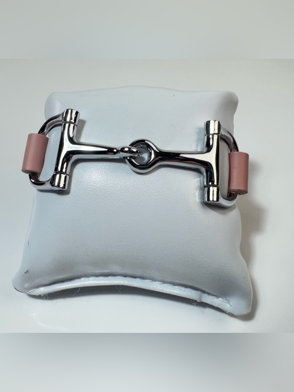 Pink Leather Equestrian Horse Bit Bracelet